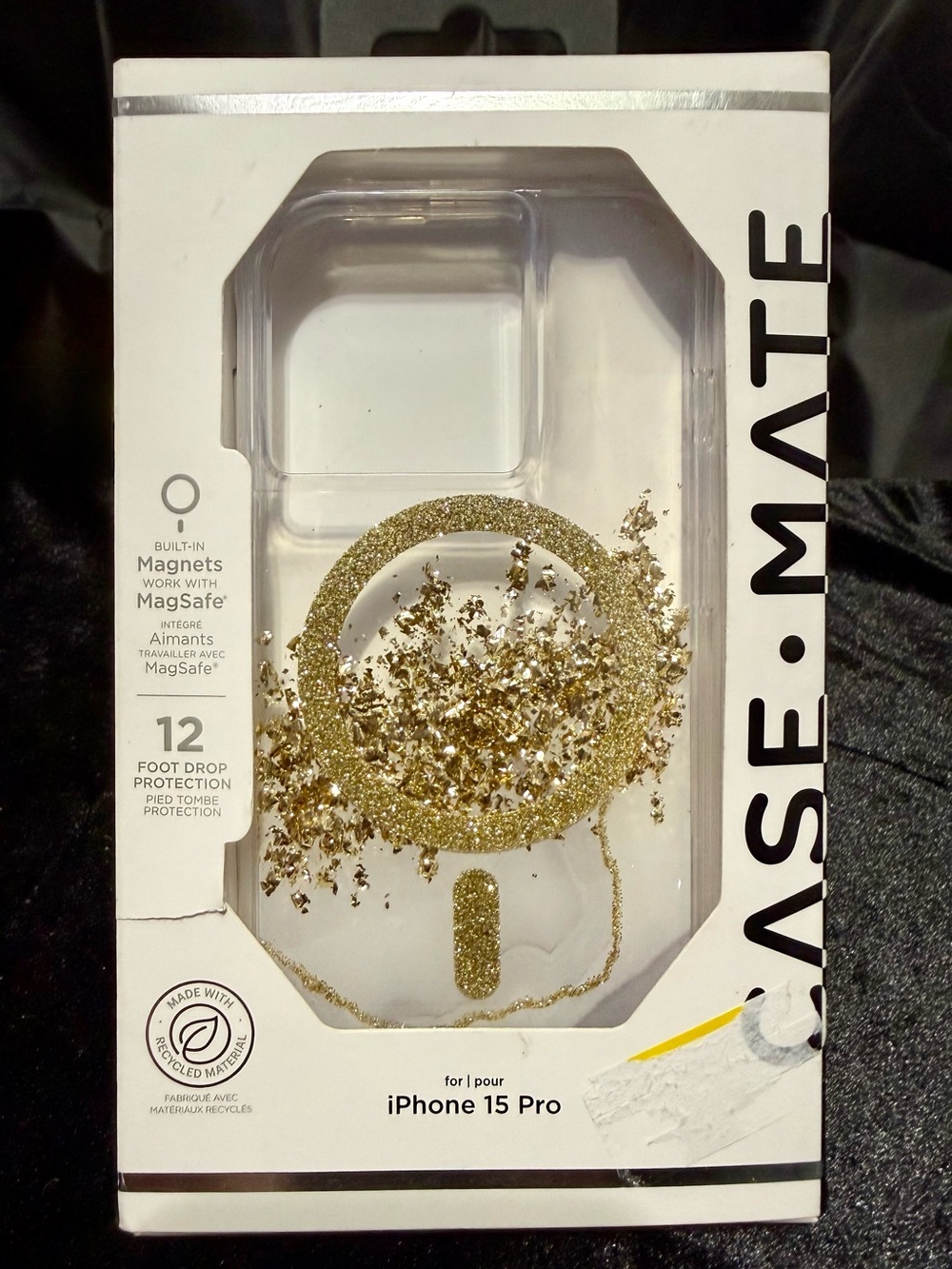 Case-Mate Clear Gold Glitter MagSafe-Compatible iPhone 15 Pro Case